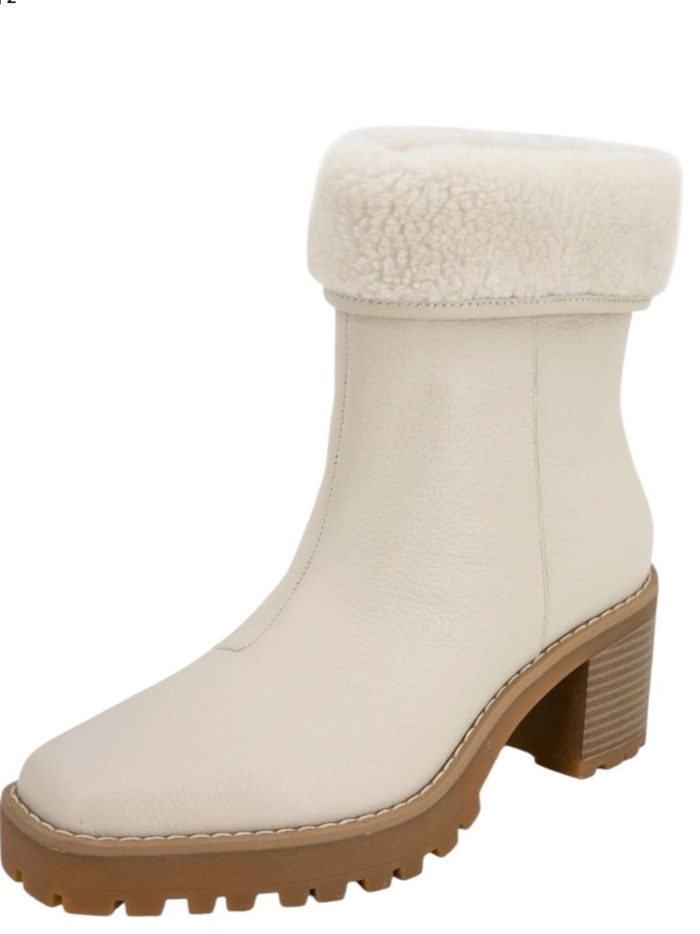 Andre Assous Milana Fold Down Bootie, Ivory Leather Bootie, size 8, NEW no box